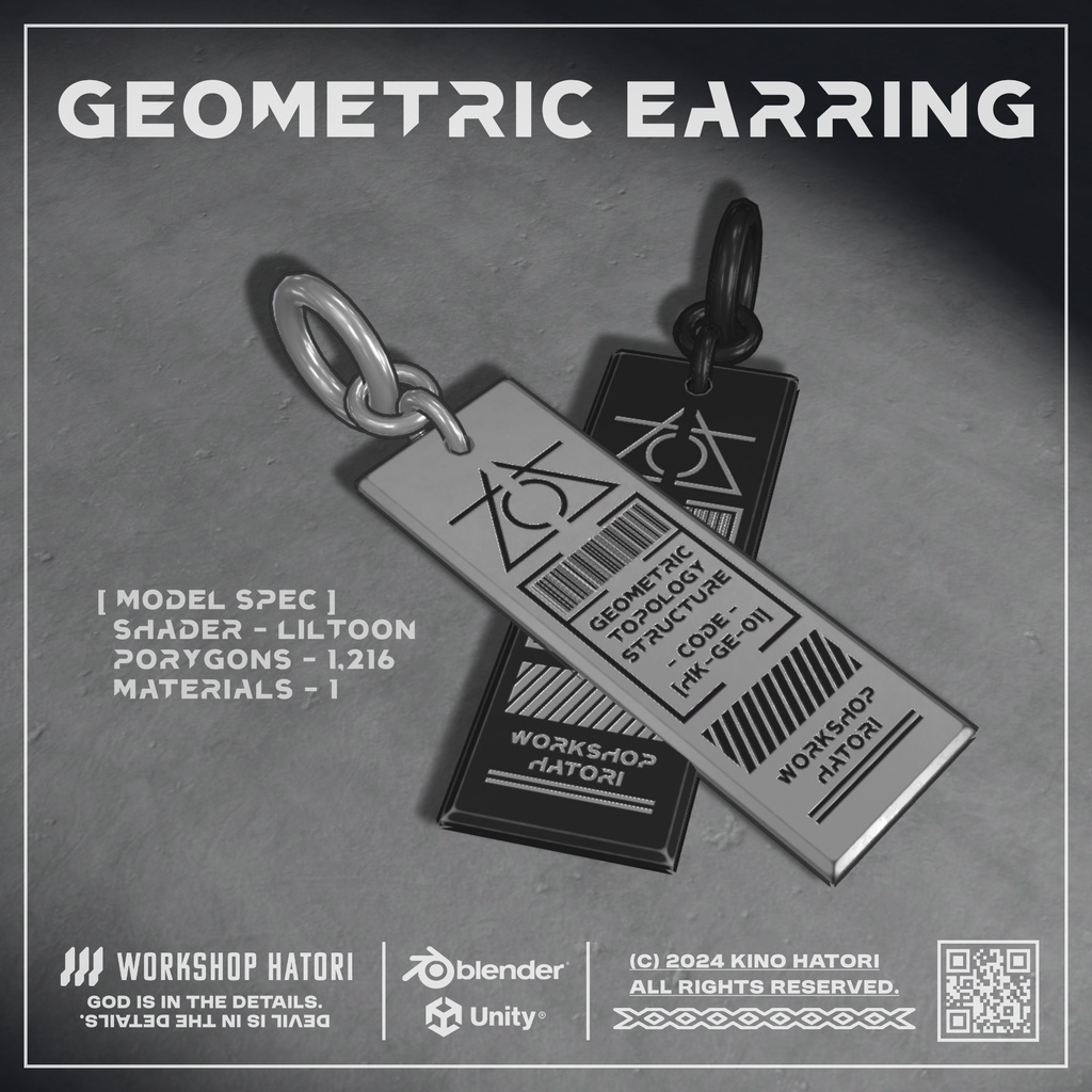 【FREE】GeometricEarring【VRChat対応】
