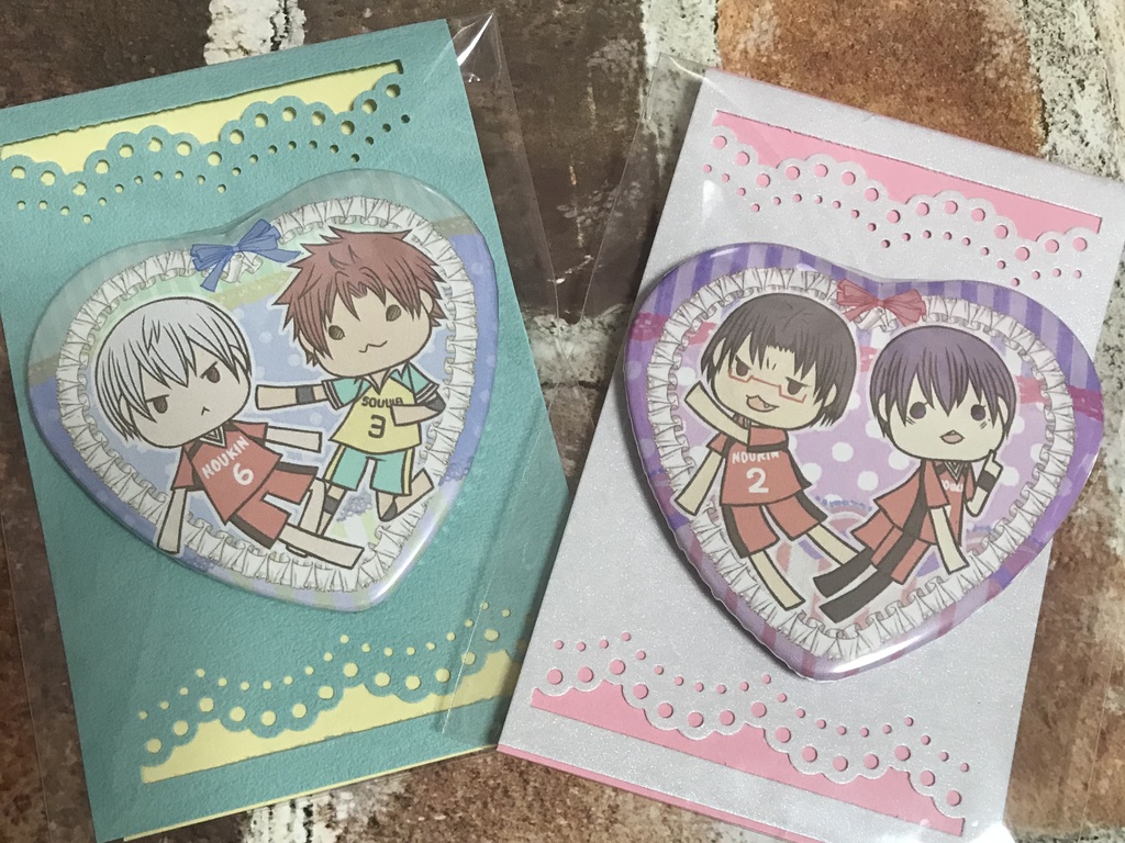 王井、高宵、ふわしばハート缶バッジ