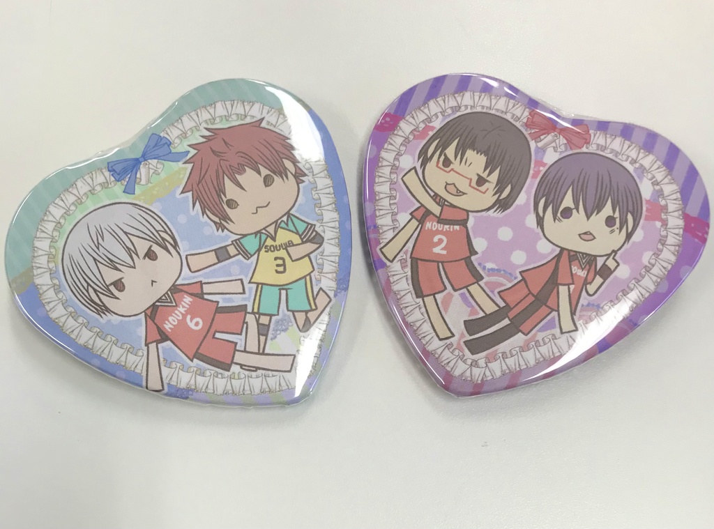 王井、高宵、ふわしばハート缶バッジ