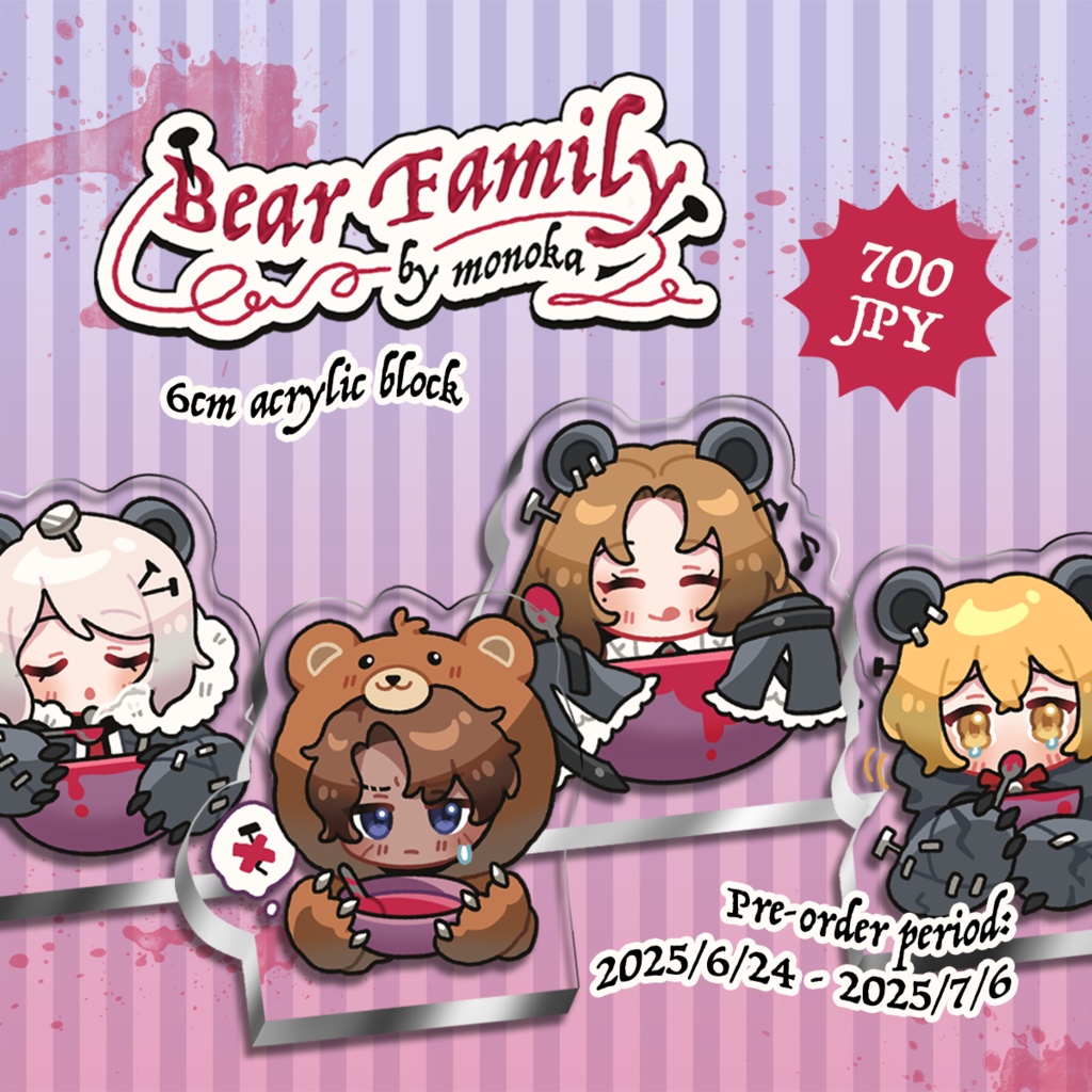 【Limbus Company】 6cm Acrylic Block 『Bear Family』