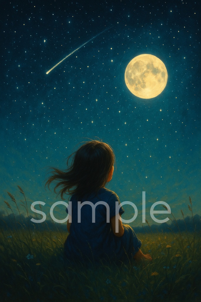 「星降る夜、祈りの草原で」“Starlit Night in the Meadow of Wishes”