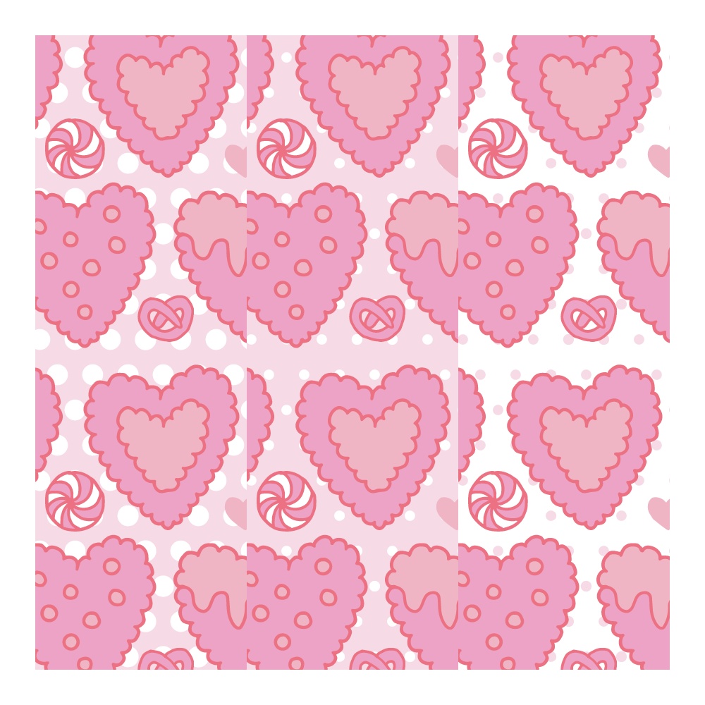 スイーツPOPシームレスパターン素材集(ドーナツ・アイス・ハートクッキー/全30種)