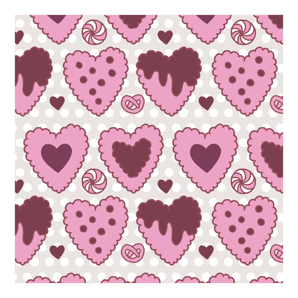 スイーツPOPシームレスパターン素材集(ドーナツ・アイス・ハートクッキー/全30種)