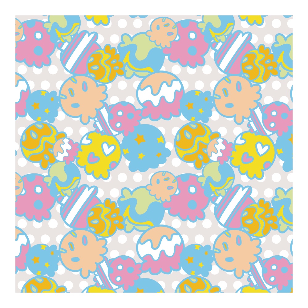 スイーツPOPシームレスパターン素材集(ドーナツ・アイス・ハートクッキー/全30種)