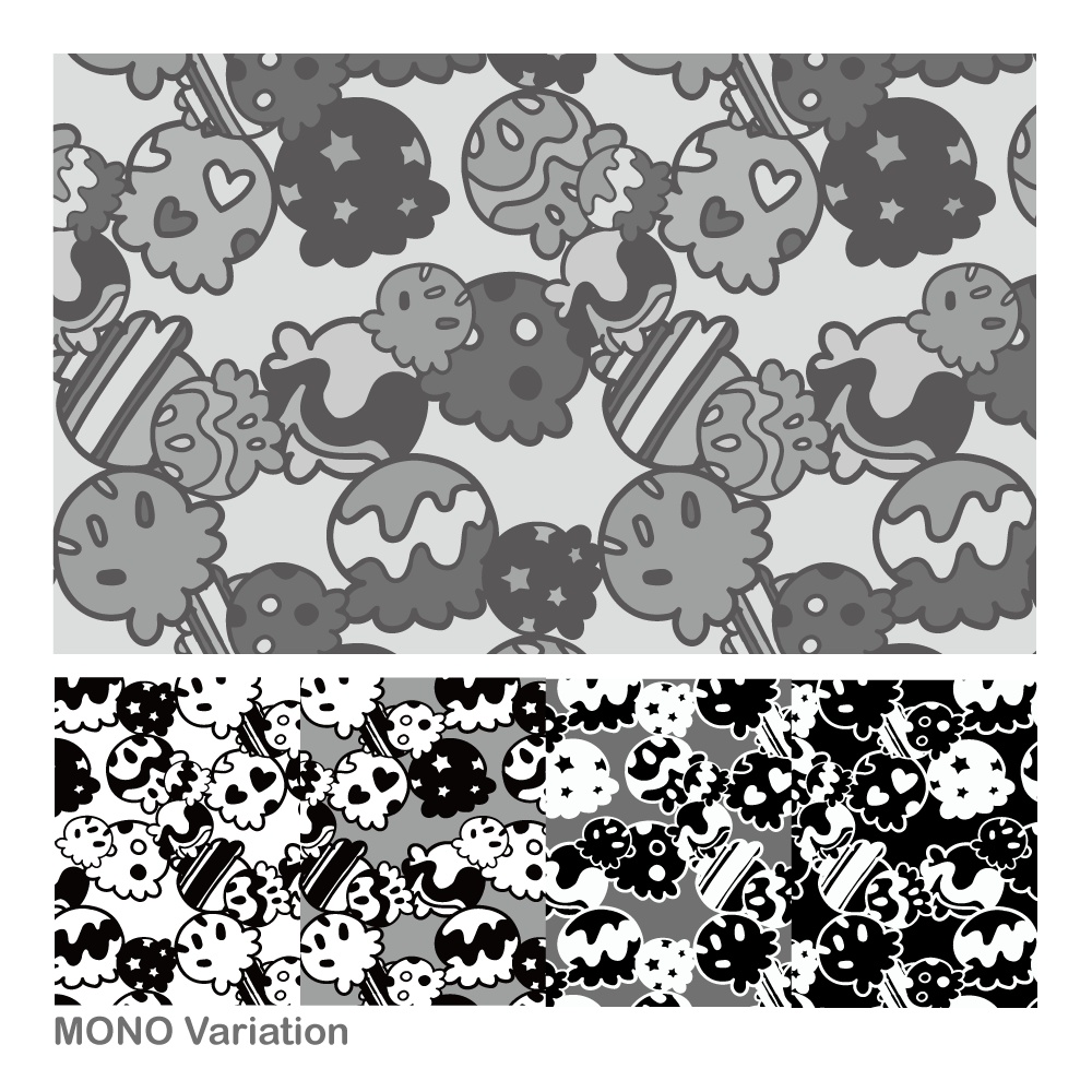 スイーツMONOシームレスパターン素材集(ドーナツ・アイス・ハートクッキー/全15種)