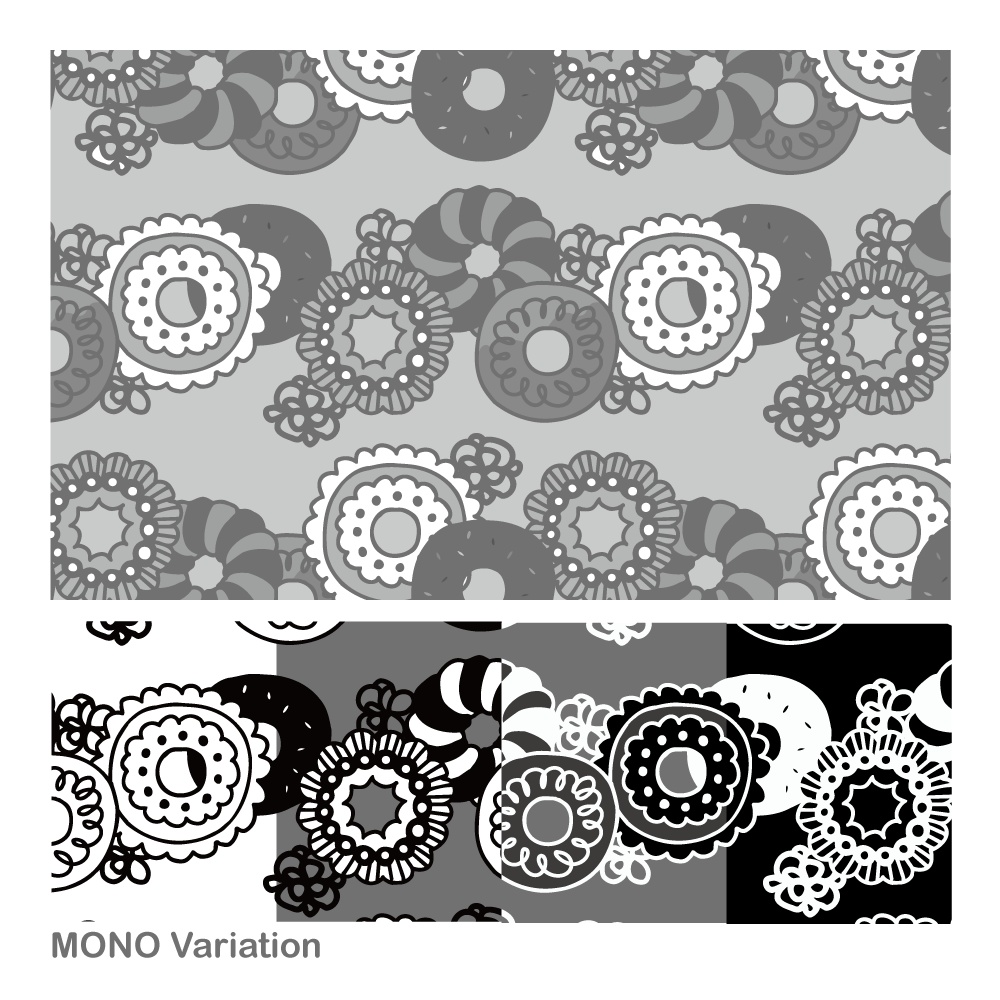 スイーツMONOシームレスパターン素材集(ドーナツ・アイス・ハートクッキー/全15種)