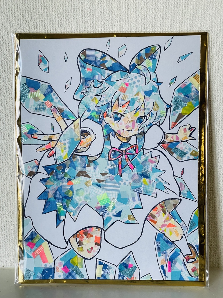 東方　チルノ　マスキングテープ塗り　色紙