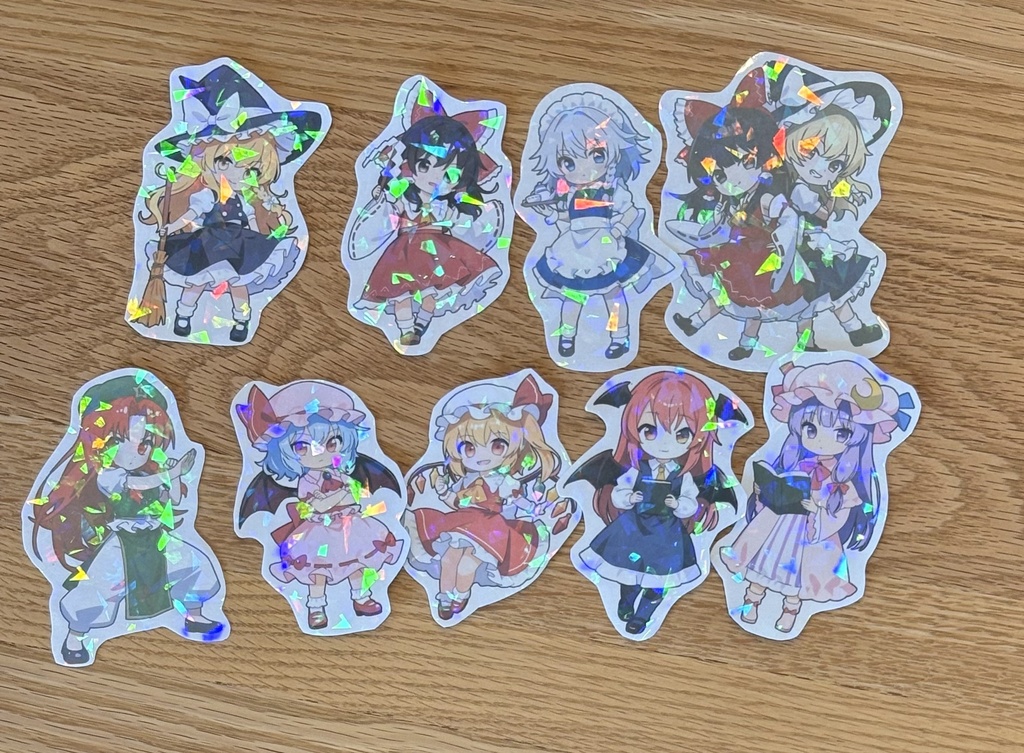 【東方Project 】東方　紅魔館　ラメ　キラキラ　シール　9枚セット