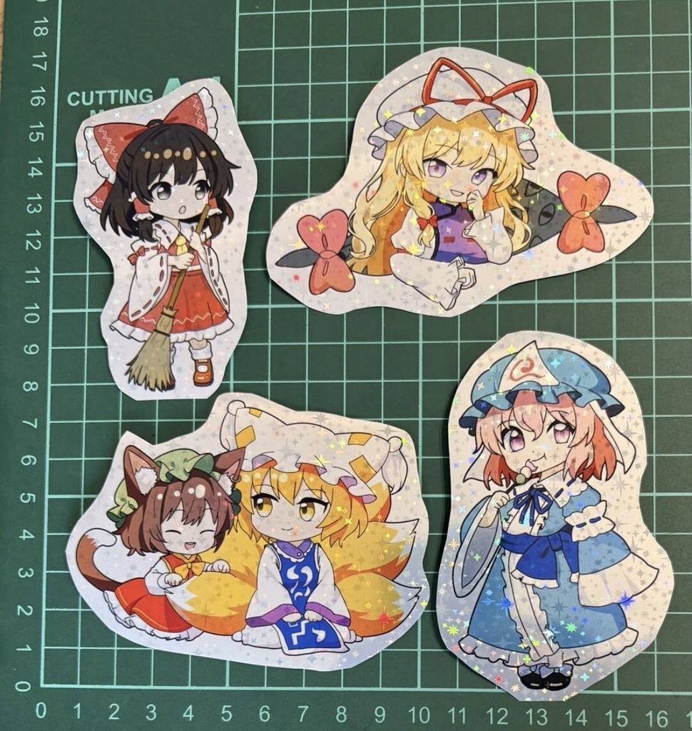 東方Project 八雲紫 八雲藍 ちぇん 幽々子 霊夢 マグネット&キラキラシール