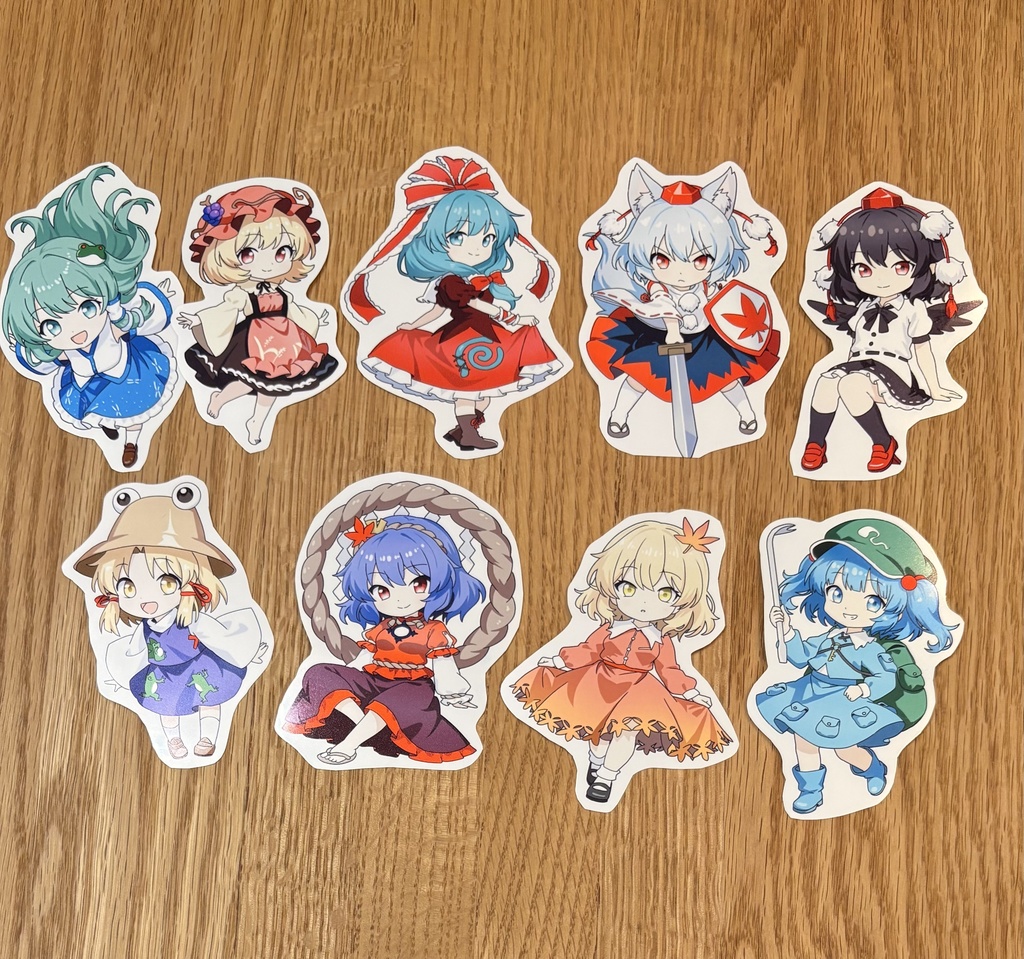 【東方風神録】クリア　シール 9枚セット【東方Project】