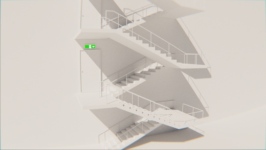 【3Dモデル】階数を自由に変更できる!非常階段3D(Blender)