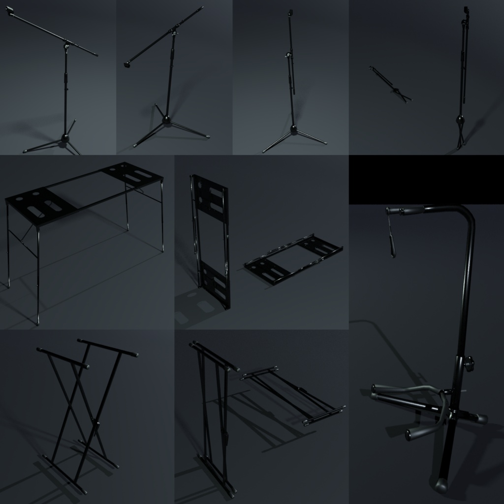 【3Dモデル】楽器スタンドセット
