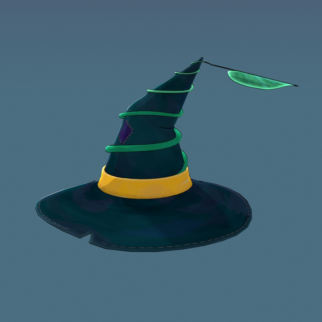 ふわかわ♡緑の魔女ぼうし*VRChatアクセ&3Dモデル // Green Witches Hat VRC Accessory and 3d Model