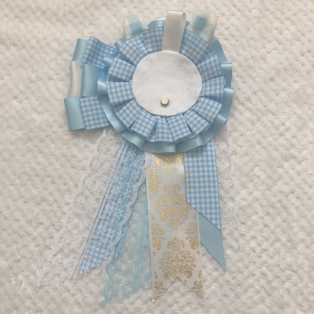 缶バッジ用ロゼット*量産型水色×白