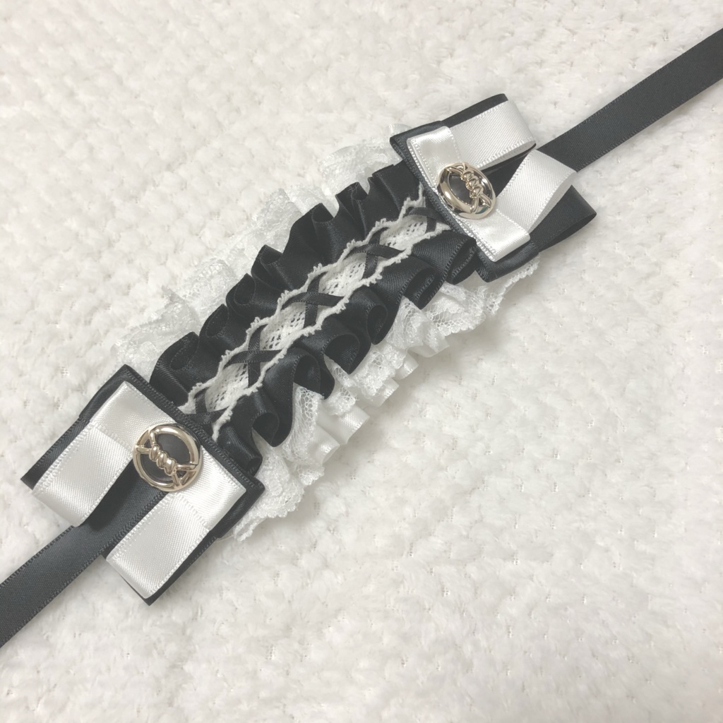 ぬいぐるみ用ヘッドドレス 黒×白 地雷系 シック