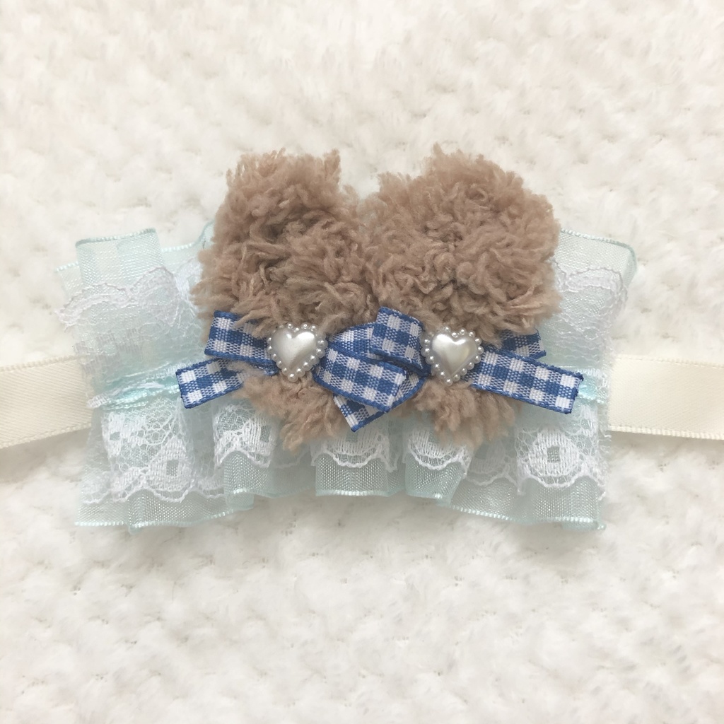 ぬいぐるみ用 ヘッドドレス 水色×青