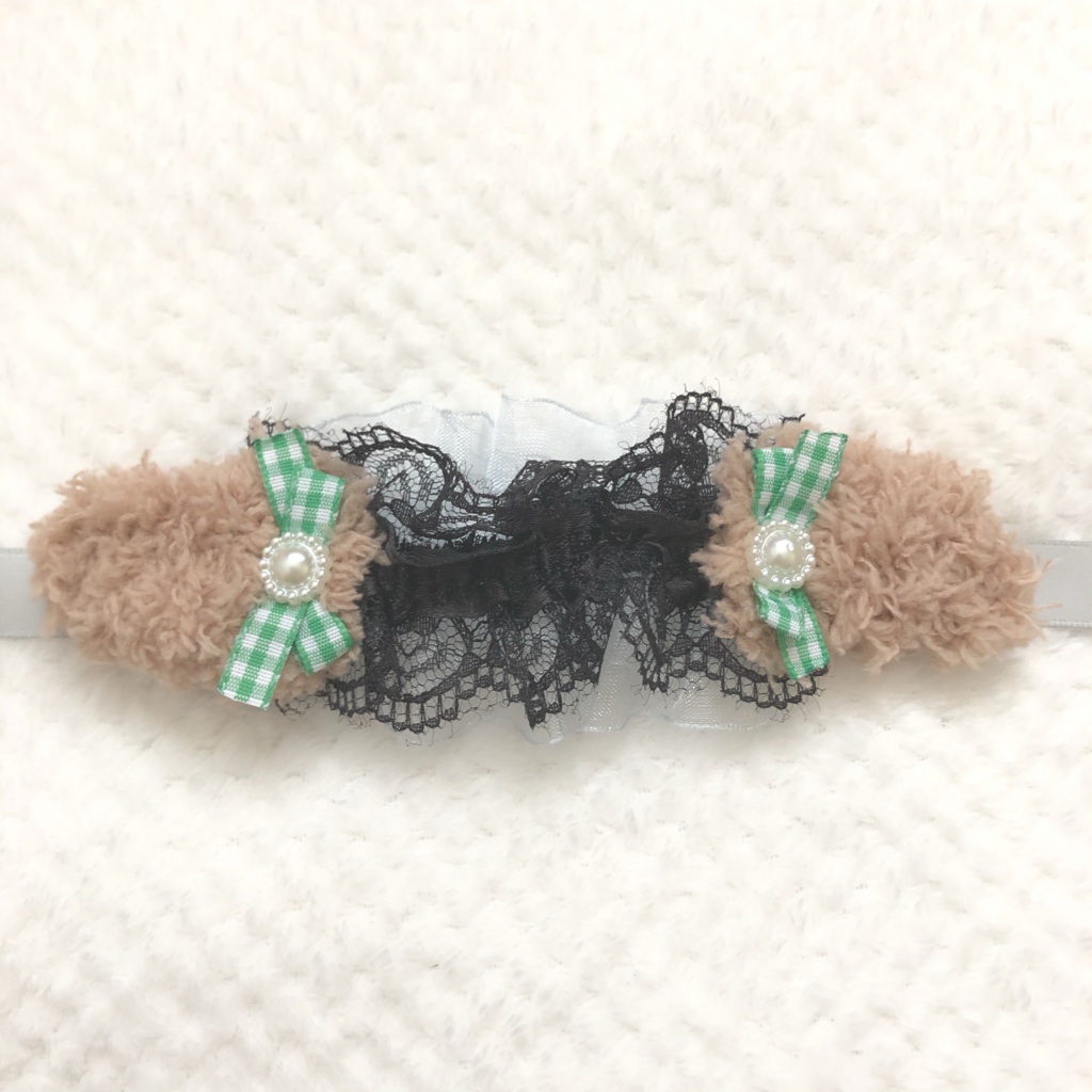 ぬいぐるみ用ヘッドドレス 黒×緑