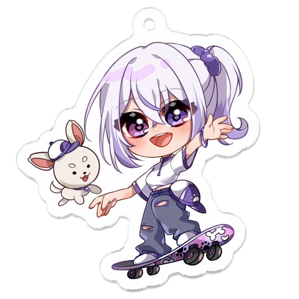 戌丸こたスケボー（白）アクリルキーホルダー