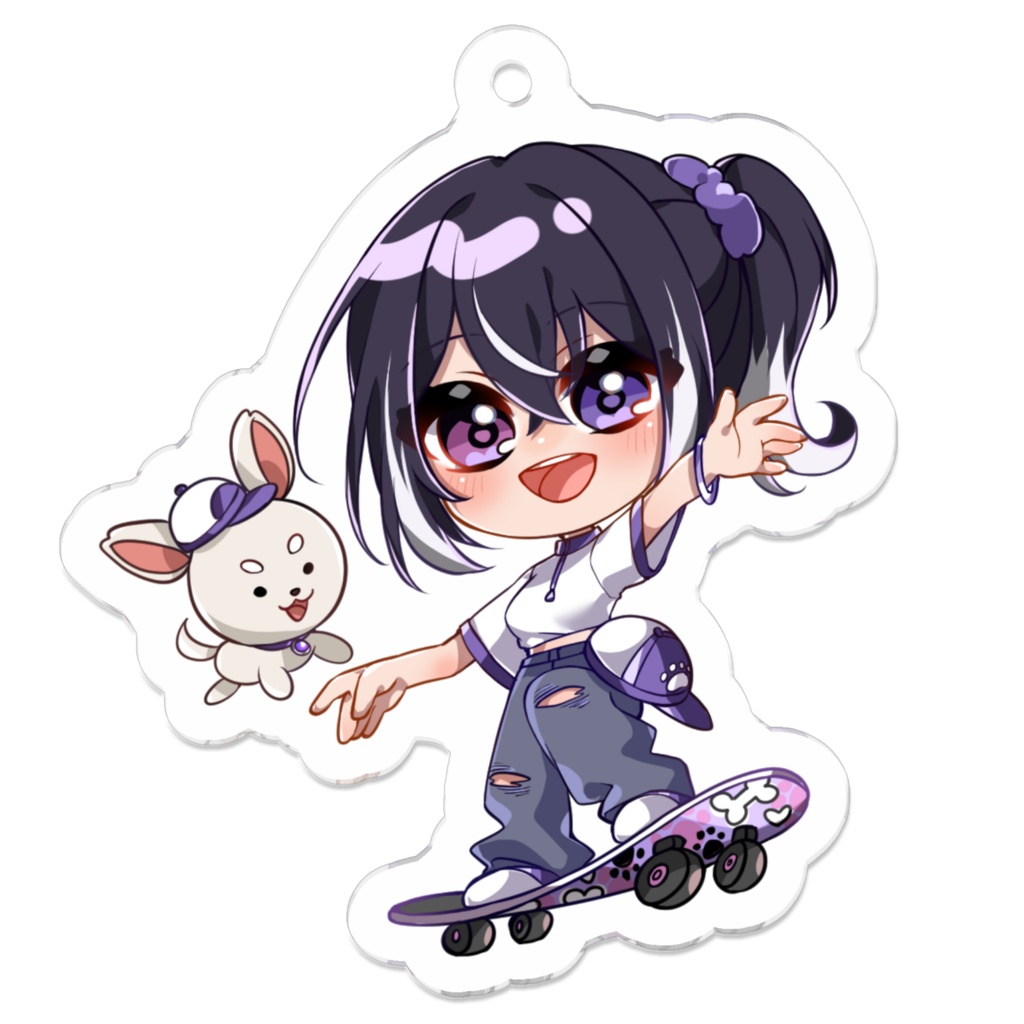 戌丸こたスケボー（黒）アクリルキーホルダー