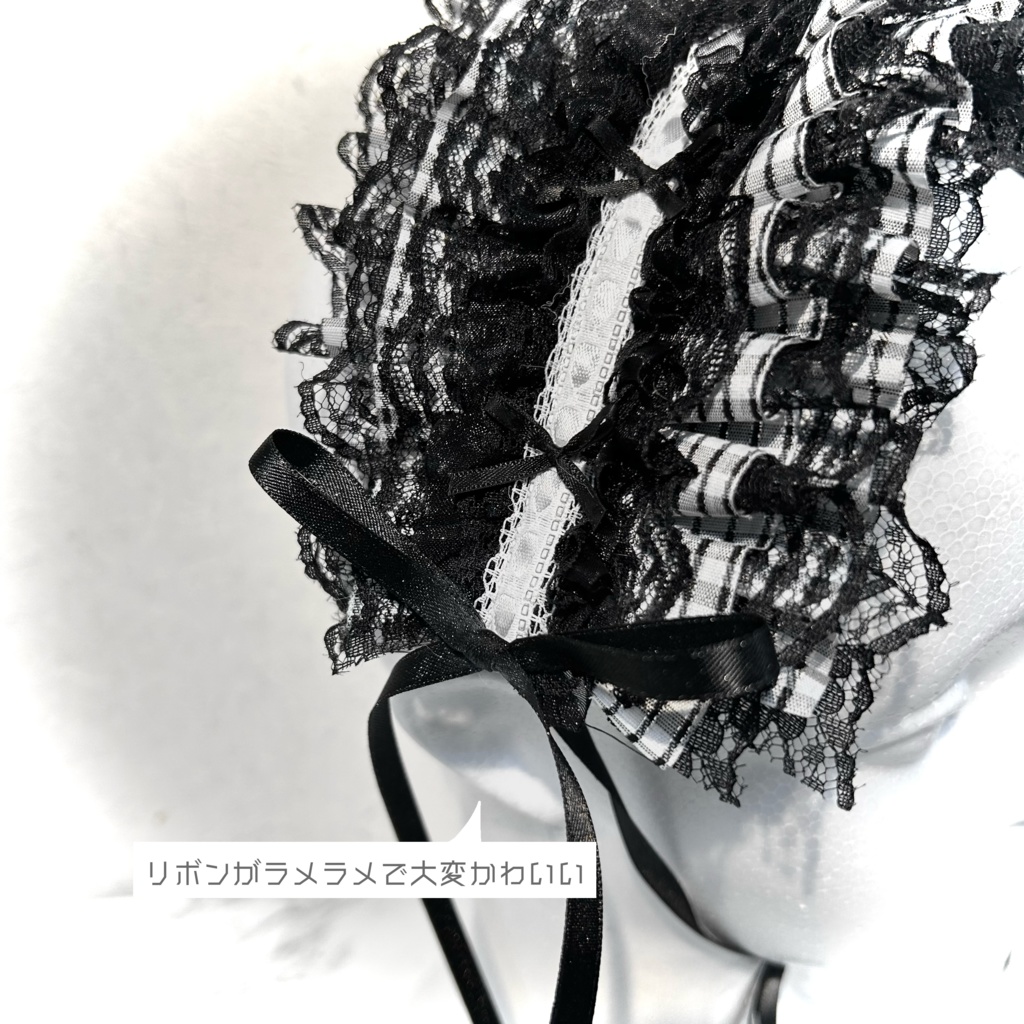 โก black check simple ribbon headdress