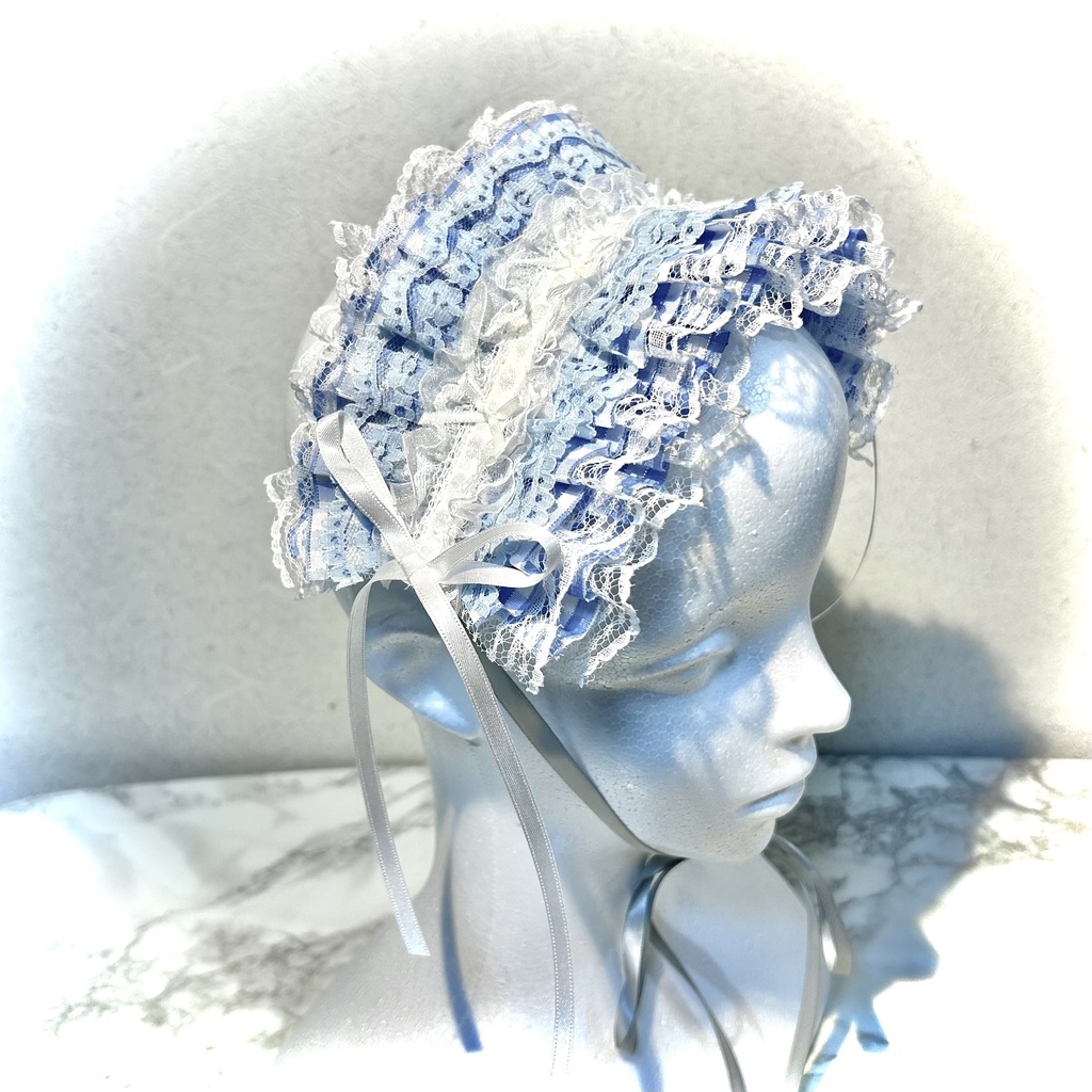 โก baby blue check headdress