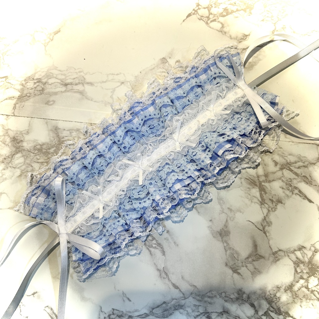 โก baby blue check headdress