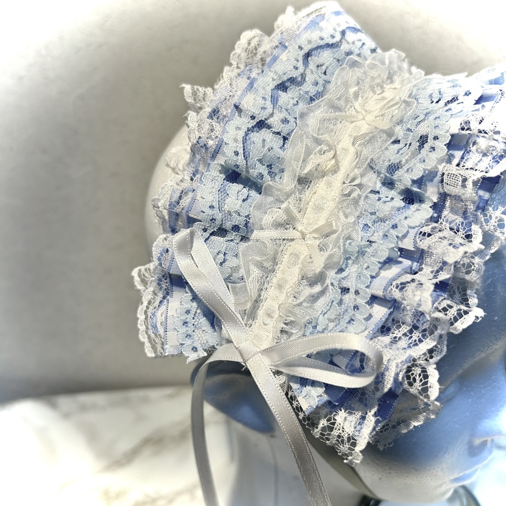 โก baby blue check headdress