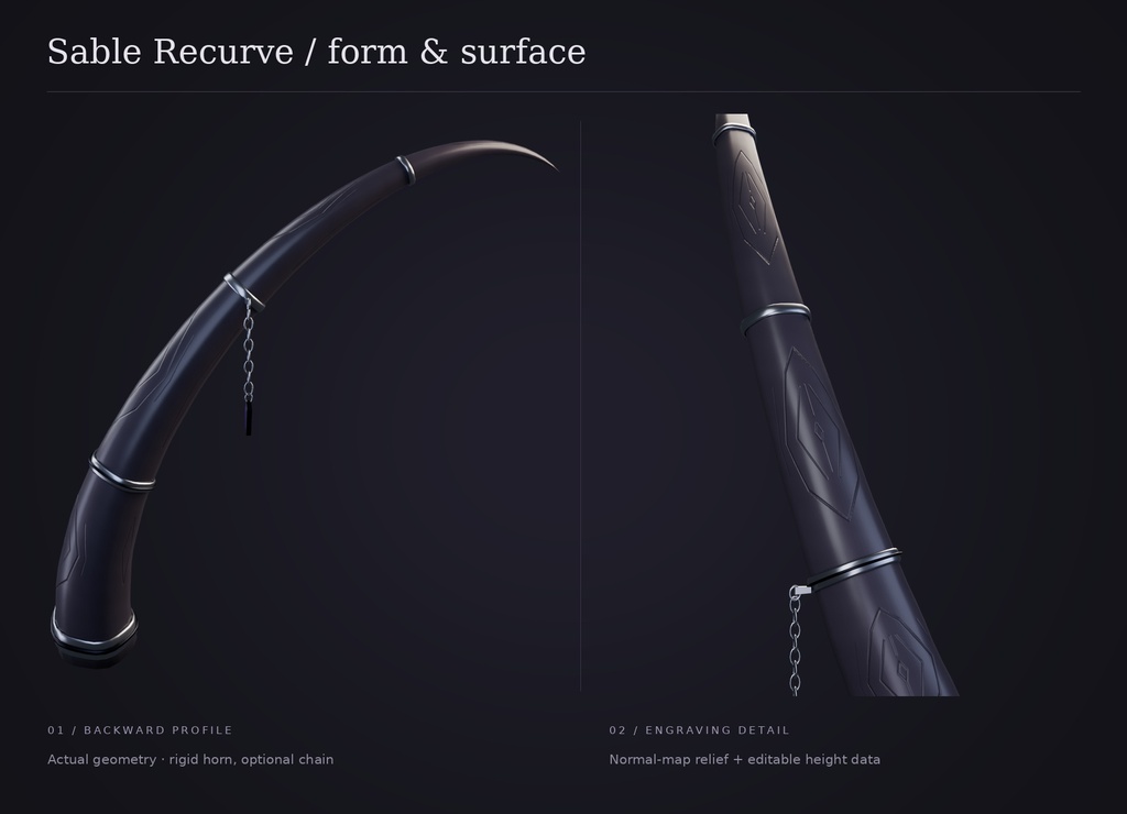 SABLE RECURVE ✦ Modular Demon Horns | VRChat / Blender / FBX / GLB