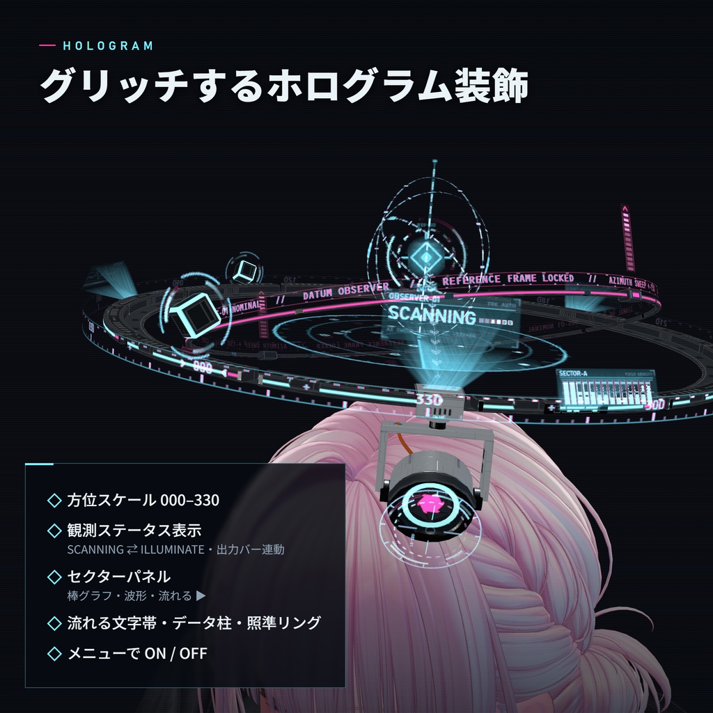 【発売記念セール】観測者のヘイロー Datum Observer【VRChat・MA対応・14色・ライトギミック】