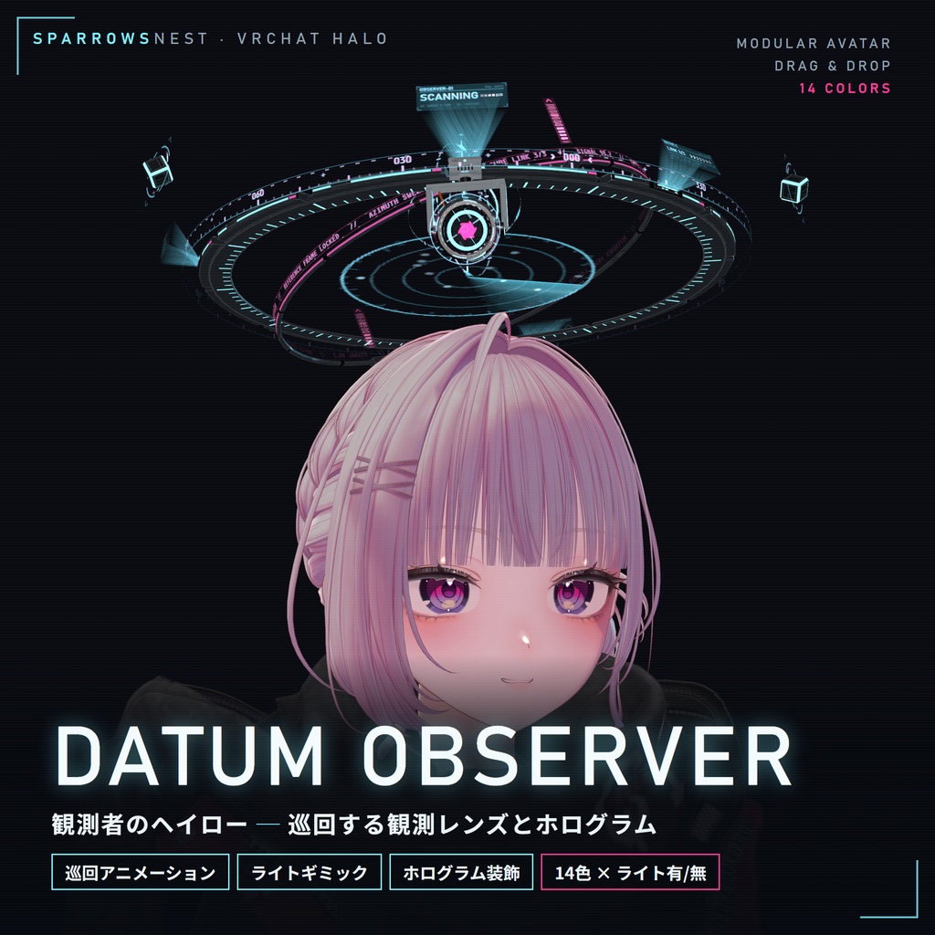 【発売記念セール】観測者のヘイロー Datum Observer【VRChat・MA対応・14色・ライトギミック】