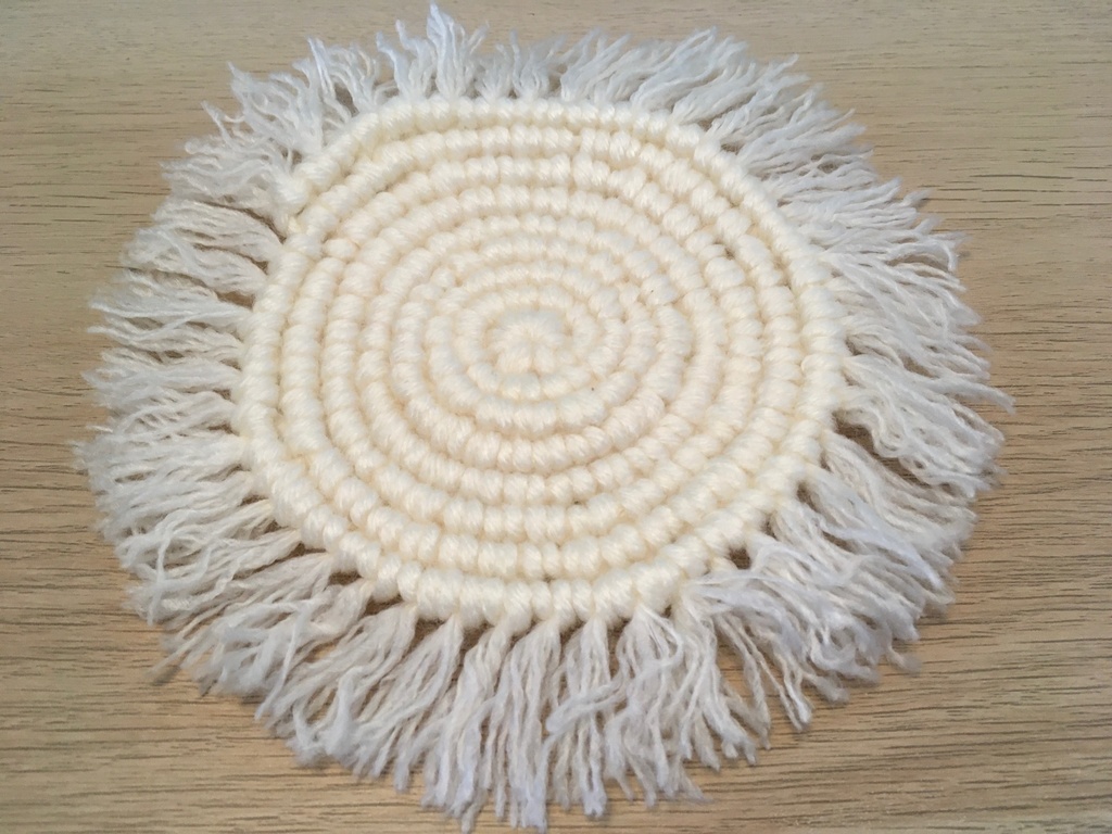 Knit Coaster 毛糸のコースター（細・ホワイト）