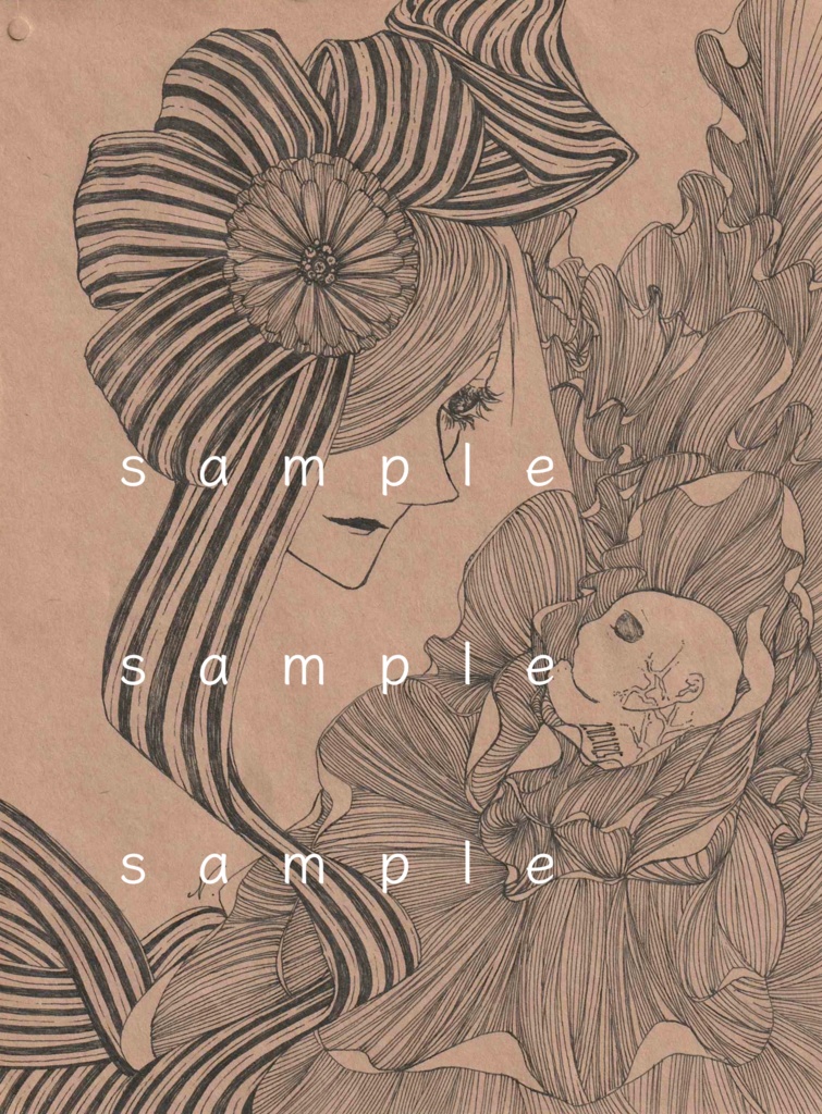 残1【ポストカード】フリーハンドボールペン画 3枚セット