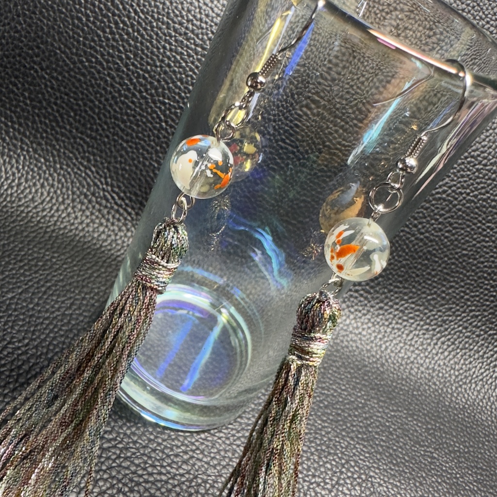 風鈴イメージタッセルピアス 16 【ハンドメイド作品】