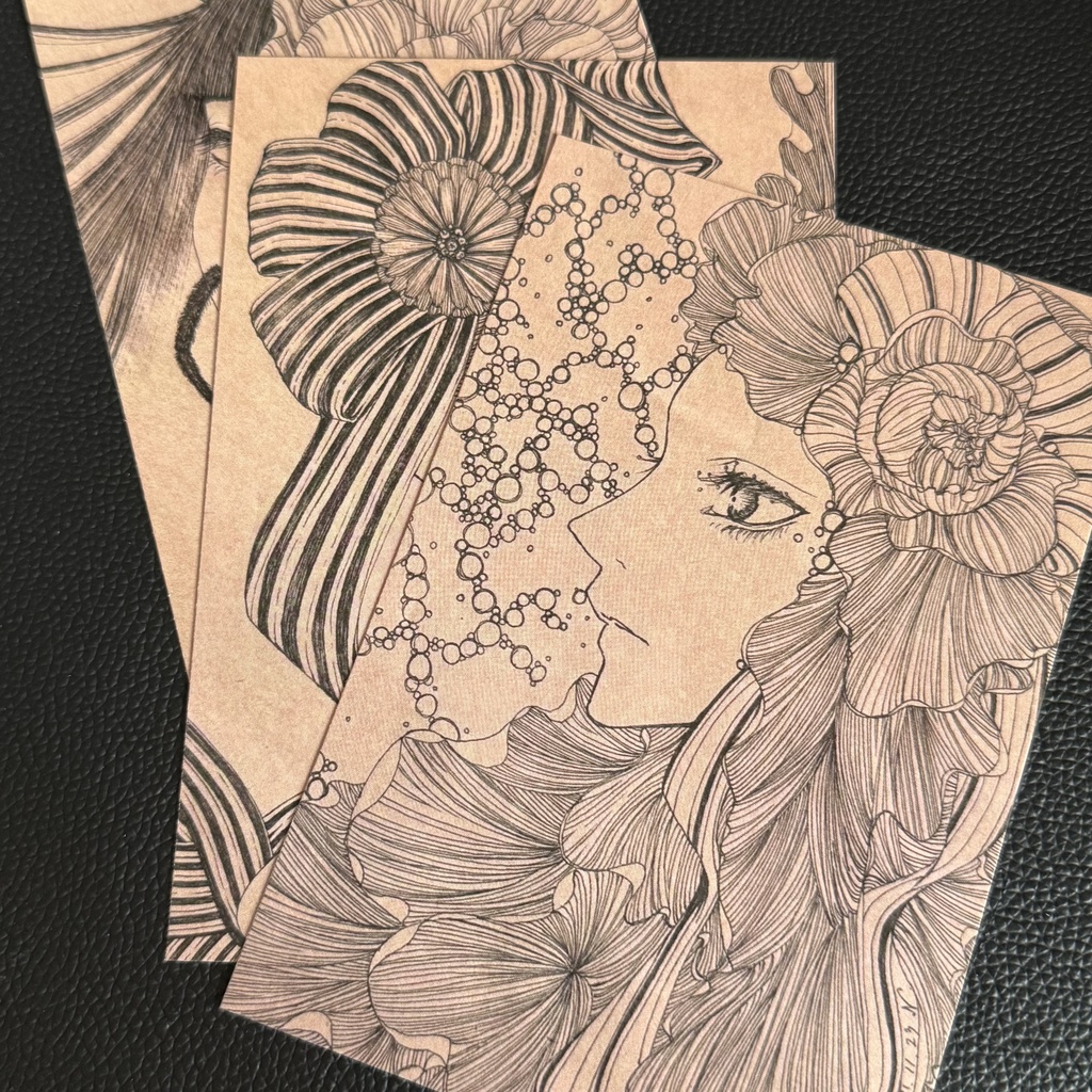 【ポストカード】フリーハンドボールペン画3枚セット