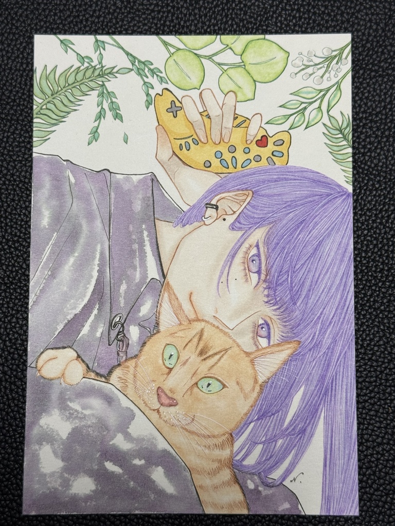 【ハガキサイズ原画】Botanical 10 ~TWINSシリーズ りく~ 悪戯