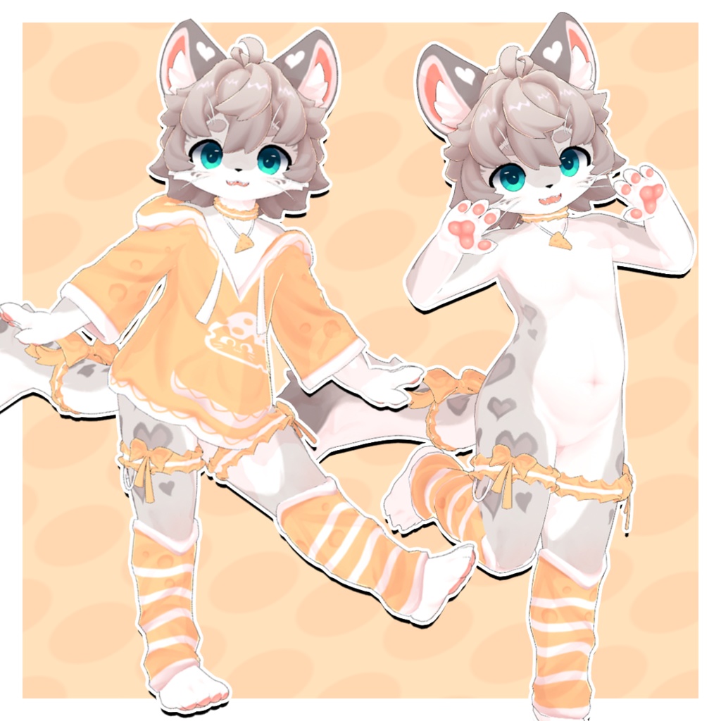 【VRChat/VRM】ChezzPuff -チーズユキヒョウ-【ケモノ】