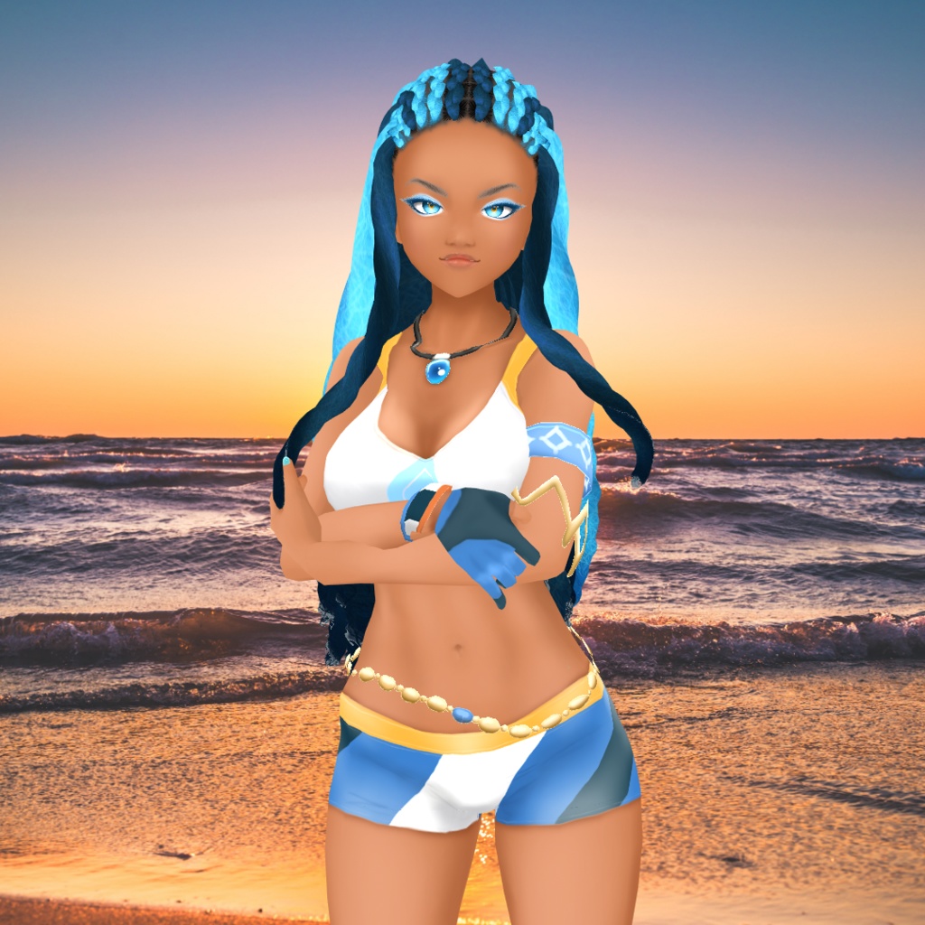 Water trainer sporty outfit and hair