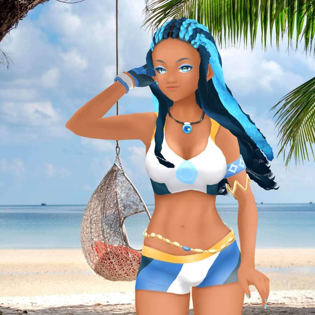 Water trainer sporty outfit and hair