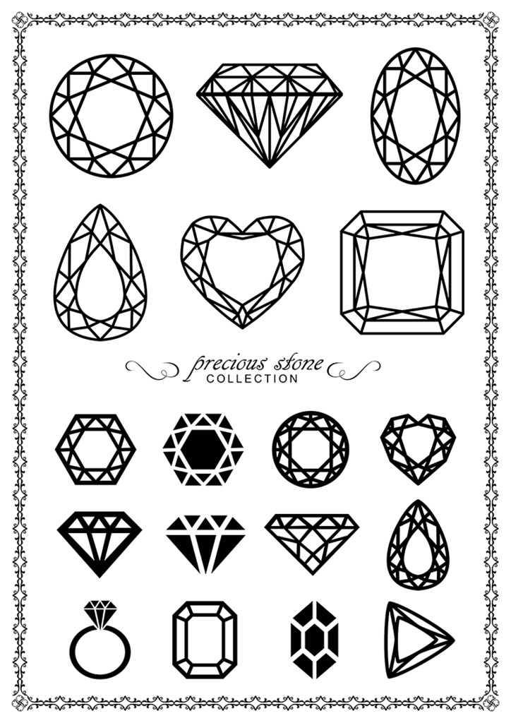 【印刷用】イラストカット【キラキラ・宝石】