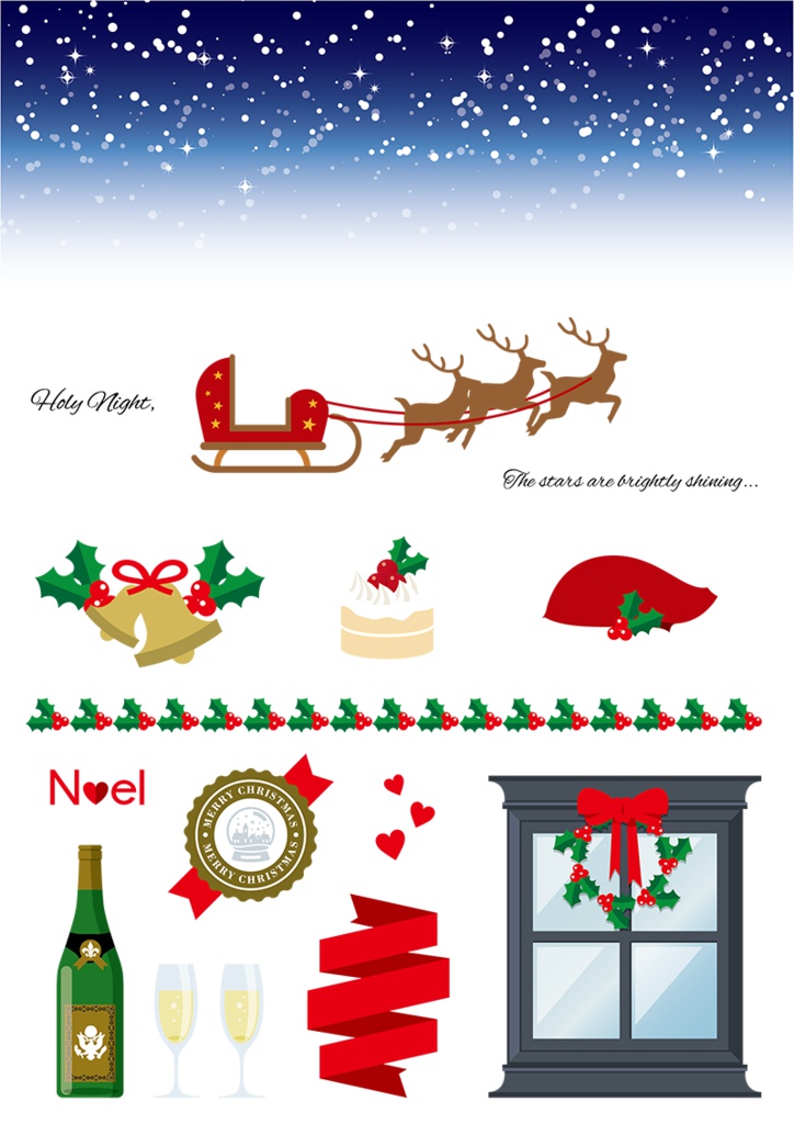【印刷用】イラストカット【雪・クリスマス】