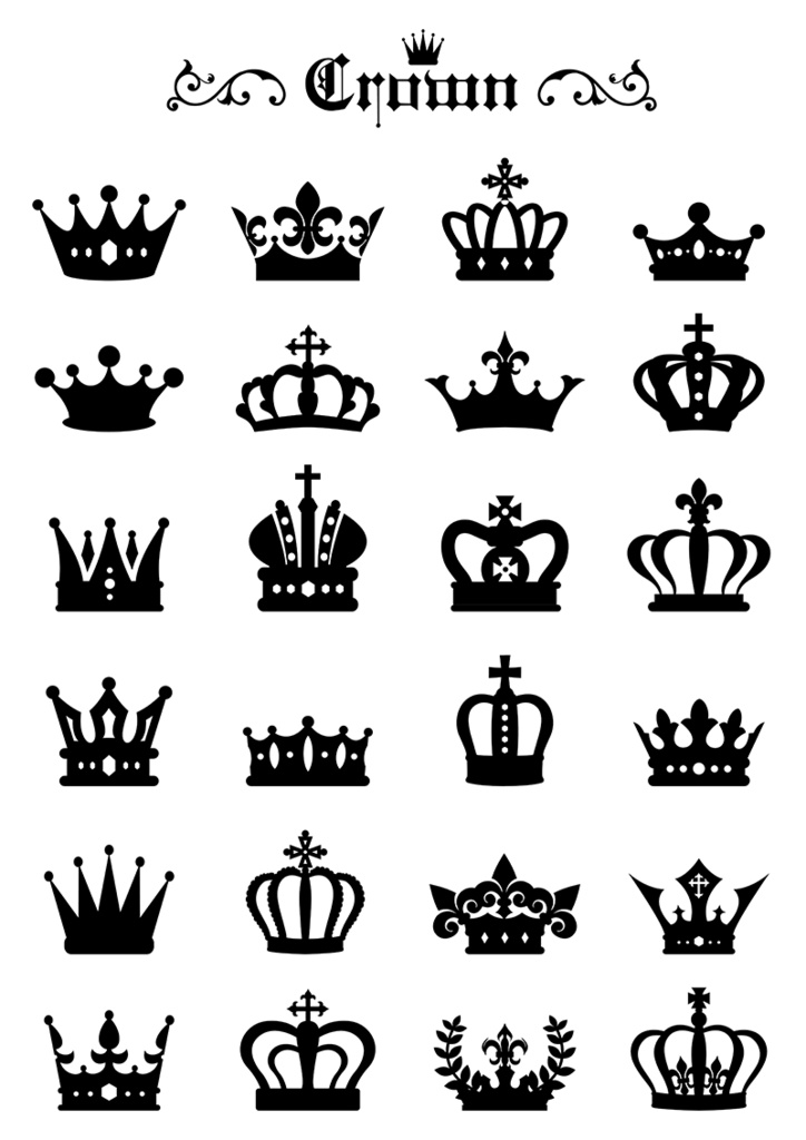 【印刷用】イラストカット【王冠・紋章・翼】