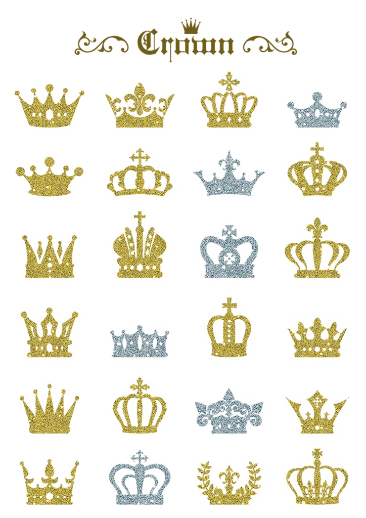 【印刷用】イラストカット【王冠・紋章・翼】