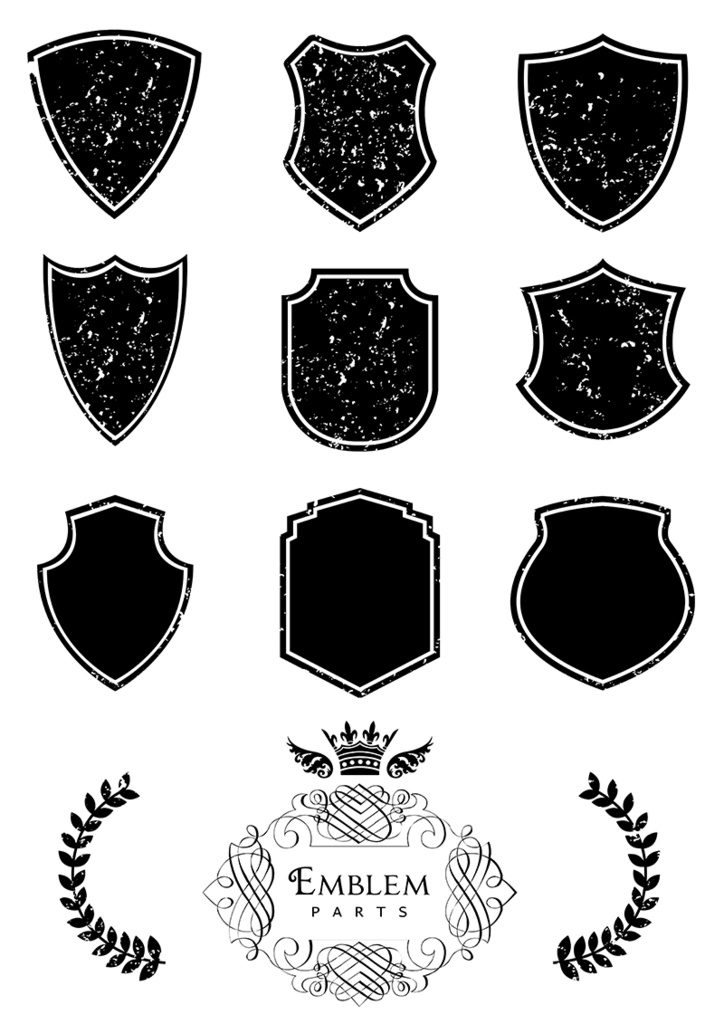 【印刷用】イラストカット【王冠・紋章・翼】