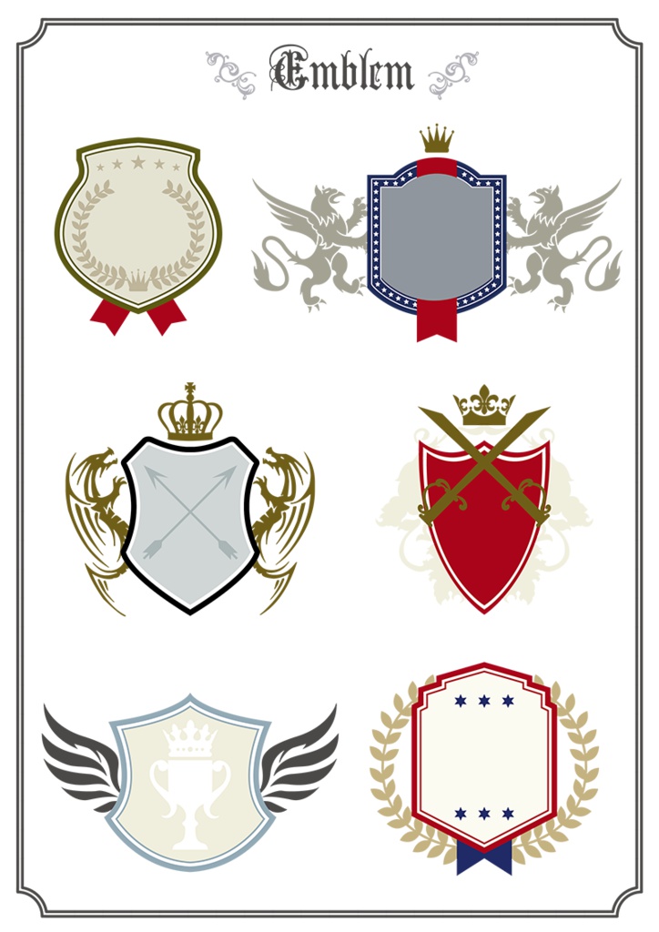 【印刷用】イラストカット【王冠・紋章・翼】