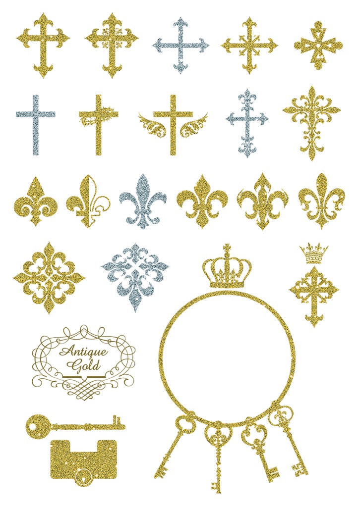 【印刷用】イラストカット【王冠・紋章・翼】