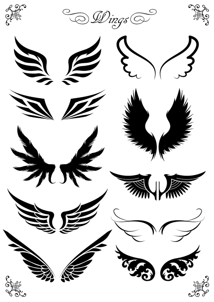 【印刷用】イラストカット【王冠・紋章・翼】