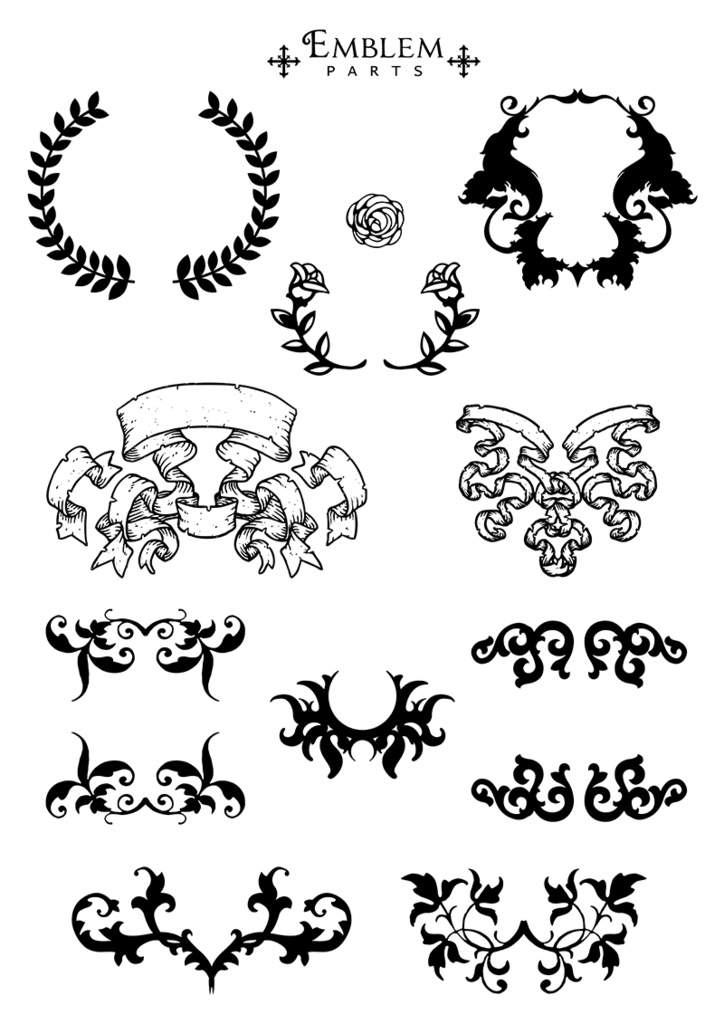 【印刷用】イラストカット【王冠・紋章・翼】