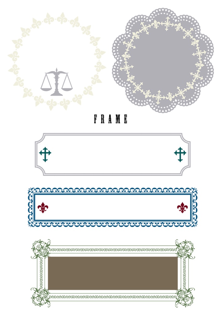 【印刷用】イラストカット【王冠・紋章・翼】