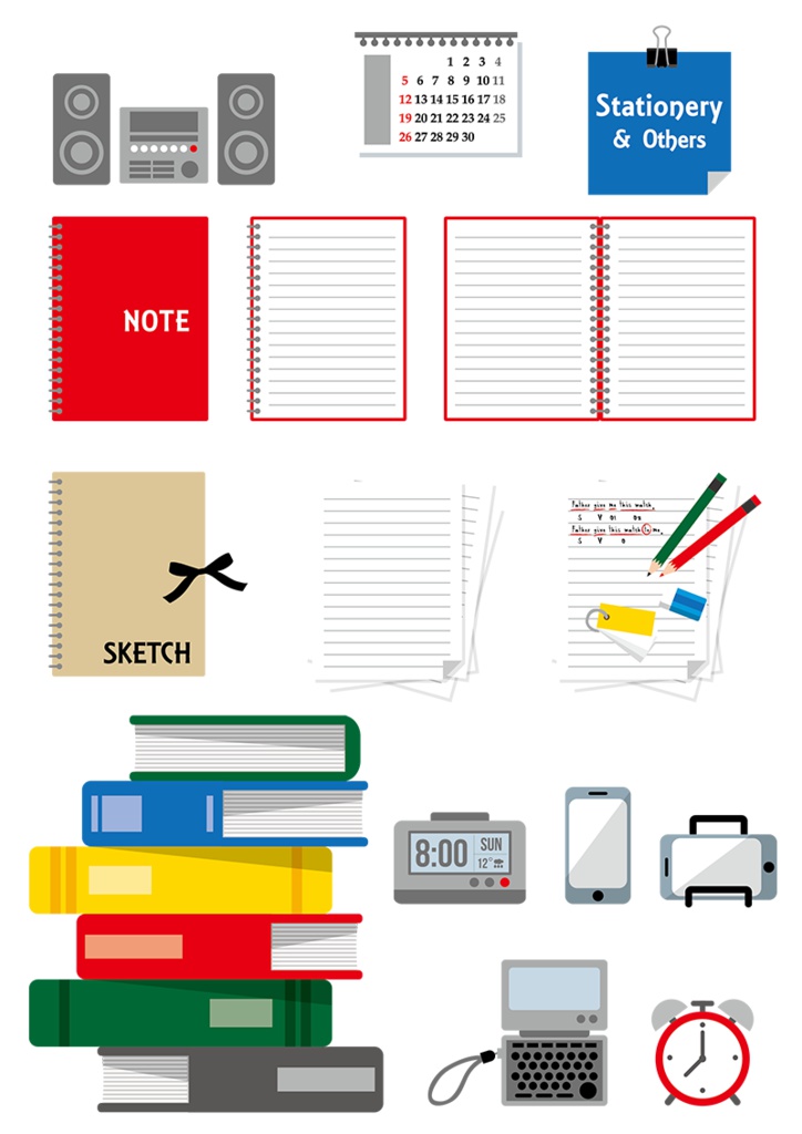 【印刷用】イラストカット【学校・勉強】