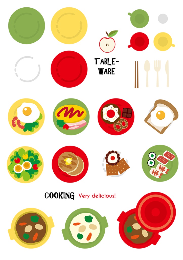 【印刷用】イラストカット【キッチン・フード・スイーツ】